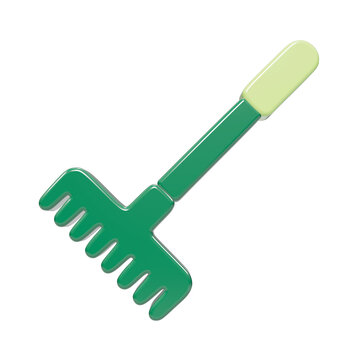 Green gardening rake tool icon isolated on transparent background