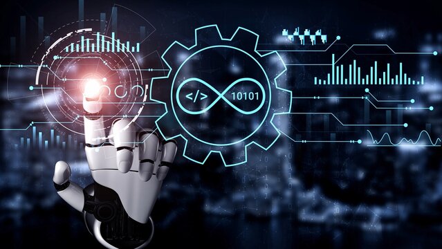 Futuristic Robot Hand Interacting with Digital Data and Technology Interface in a Modern Urban Setting. Entropy.