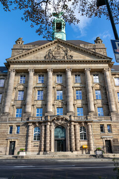 Dusseldorf, North Rhine-Westphalia, Germany, October, 2023: Higher Regional Court in Dsseldorf as capital city of the German NRW shows judicial system with complainant and defendant in legal processes