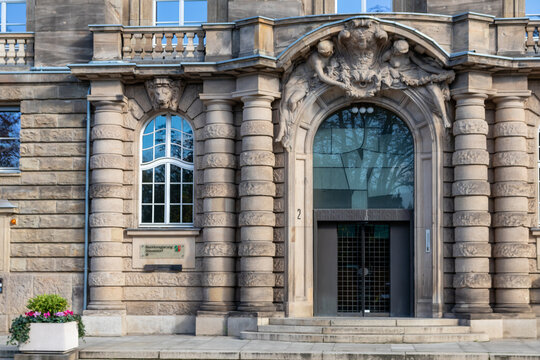 Dusseldorf, North Rhine-Westphalia, Germany, October, 2023: Higher Regional Court in Dsseldorf as capital city of the German NRW shows judicial system with complainant and defendant in legal processes