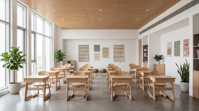 Minimalist School Room with Natural Light

