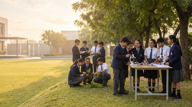 Indian Students Participating in Outdoor School Activities
