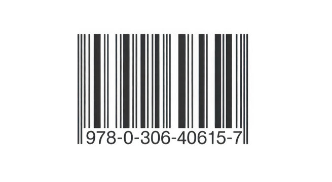 A generic product barcode displaying numerical code 978-0-306-40615-7 is isolated on transparent background. Useful for retail, inventory, and supply chain graphics.