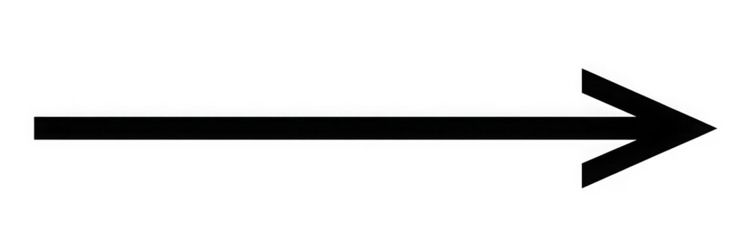 A straight black outlined arrow points right, isolated on transparent background. This graphic provides clear direction and navigation for design elements.