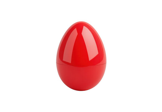 Red glossy plastic egg capsule container