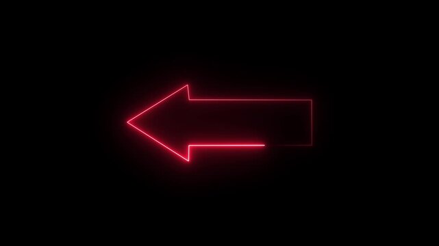 neon directional arrow icon animation . glowing arrow shaped neon sign. Neon arrow symbol icon. Directional sign arrow.