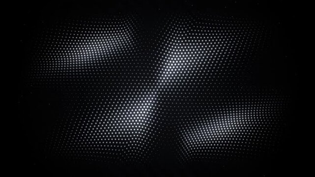 Halftone dot pattern abstract wave background with shimmering white points creating dynamic optical illusion