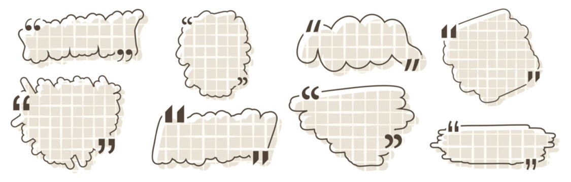 Quote box title pack isolated. Yellow brash stroke speech speech quotation mark frames. Text talk info message box borders. Dialog mark speech quotes icon. Vector png illustration
