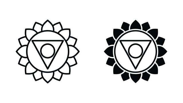 Lotus flower chakra meditation symbol vector icon set