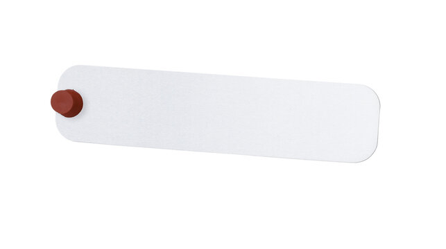 Blank white retail price tag, clean rounded product label with brown string, minimalist packaging template for ecommerce, branding, clothing and merchandise
