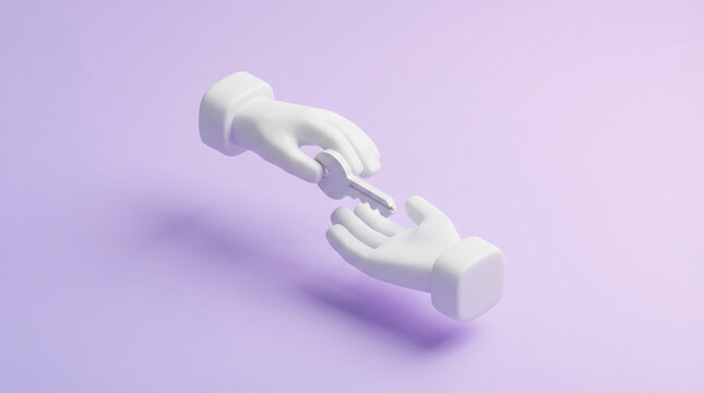 Hands exchanging key