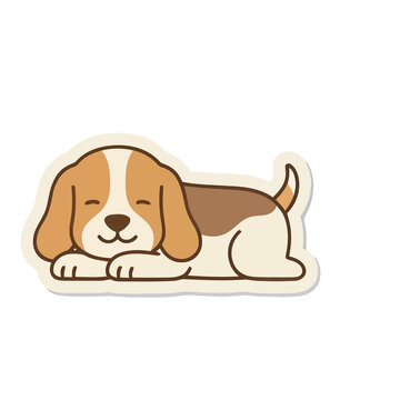 Cute cartoon beagle puppy sleeping