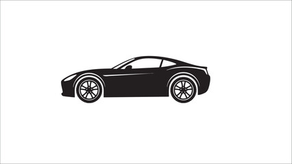 Fototapeta premium Black Sports Car Silhouette with Detailed Tires on White Background