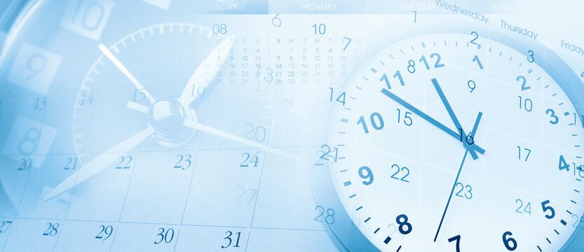 Clocks and calendars blue composite