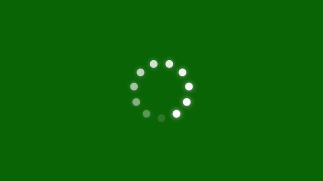 Loading - circle Modern loading animation, circular loading indicator,  white gradient dotted round loading page video design, loading circle icon on green background. 4K video