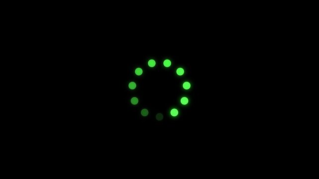 Loading - circle Modern loading animation, circular loading indicator, green gradient dotted round loading page video design, loading circle icon on black background. 4K video