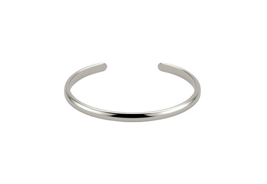 Silver metal cuff bangle bracelet on transparent background