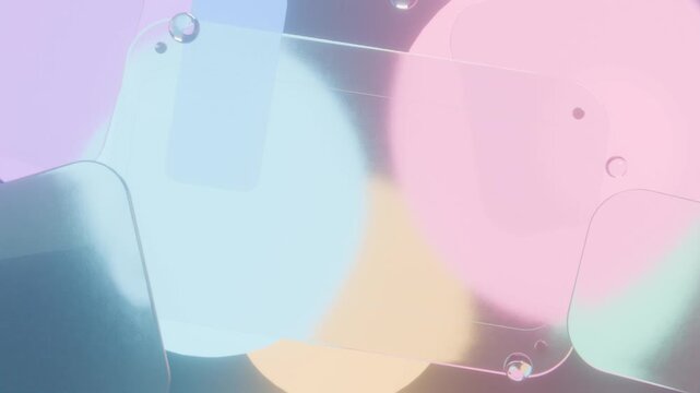 Cascading Frosted Glass UI Interface Cards, Floating Kinetic Glassmorphism Abstract Motion Background