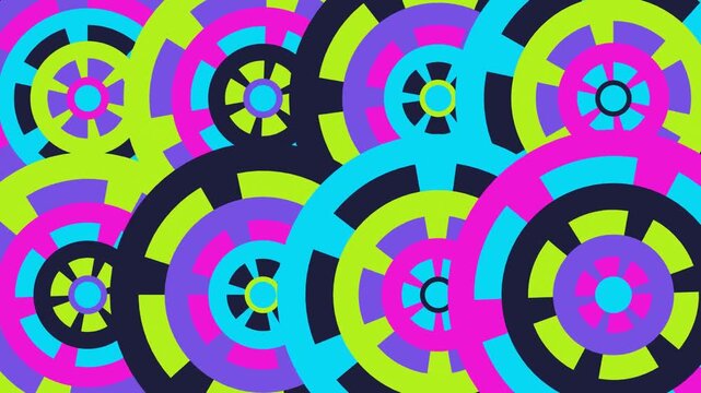 Futuristic Neon Concentric Rings Pattern Loop Cyber Cyan and Magenta