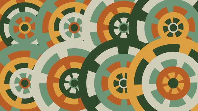 Warm Autumn Ochre and Forest Green Concentric Geometric Circles Loop
