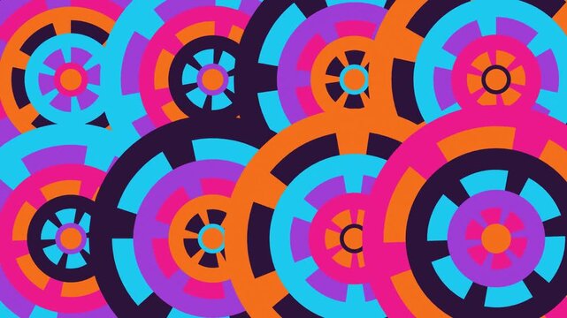 Vibrant 80s Synthwave Sunset Concentric Wave Rings Animation Loop