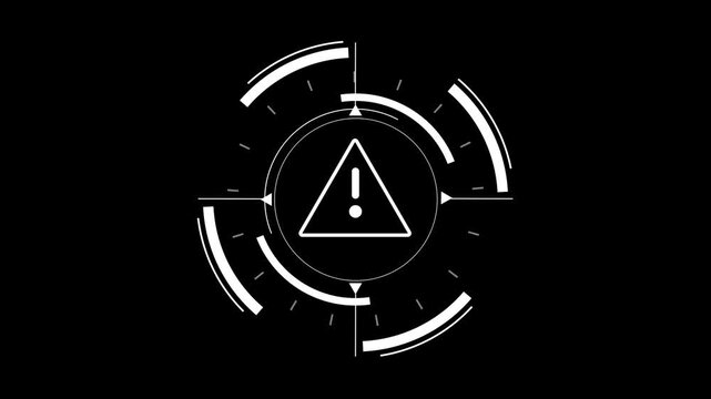 Warning triangle animation shows a hazard exclamation mark. Failure notices trigger on warning triangle animation. Urgent cybersecurity danger alerts use warning triangle.