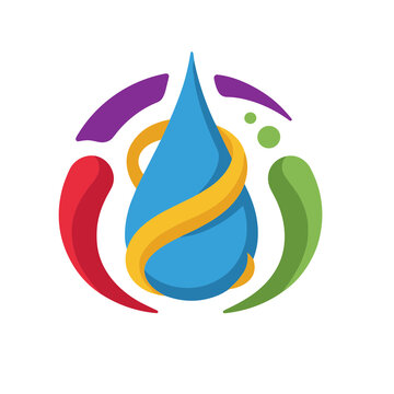 Abstract colorful water drop with swirling elements
