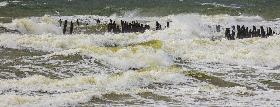 Heavy storm at the beach in Lithuania