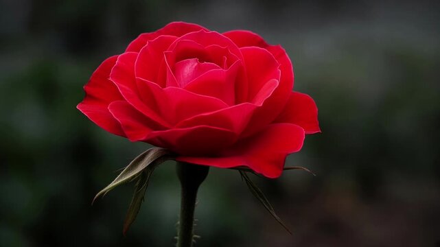 Red Rose Opening from Tight Bud Soft Garden Light Petals Unfurling Blossoming Crimson Flower Growing and Unfolding into a Full Open Bloom Fresh Natural Beauty Soft Morning Light Romantic Floral Growth