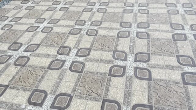 Close up textured outdoor brick pavers pattern for backyard landscaping concept