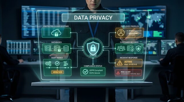 Advanced cybersecurity measures protecting sensitive data in a complex digital world environment