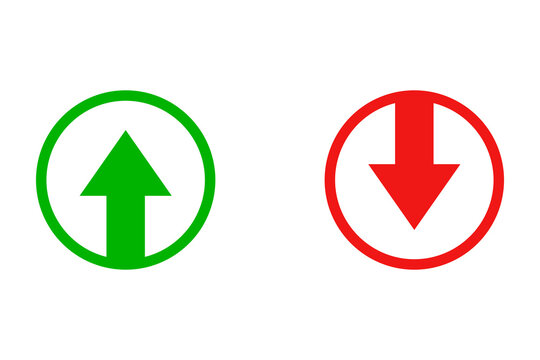 Green up arrow and red down arrow icons in circles