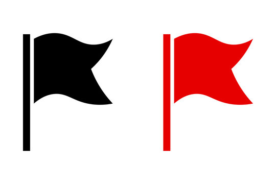 Black and red flag icons set for marking important alerts and warnings