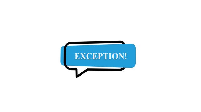 Speech bubbler and blue shade with word exception on white background. Minimalist  chat bubble icon with on a clean white background, application design and user interface elements. 