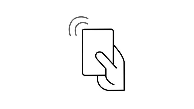 Smart key card contact less pay pass or payWave tap and hand icon for pos terminal and atm. glowing neon Hand holding a contactless credit card icon for fast digital payment systems. representing wire