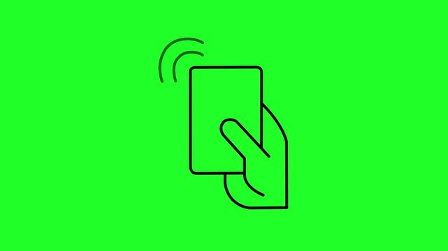 Smart key card contact less pay pass or payWave tap and hand icon for pos terminal and atm. glowing neon Hand holding a contactless credit card icon for fast digital payment systems. representing wire