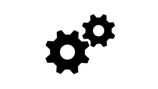 Update glowing setting icon setup animation. setting icon with spinning gears icon animated.  gear rotating animation waiting for loading icon loading maintenance 4k looping on a White background
