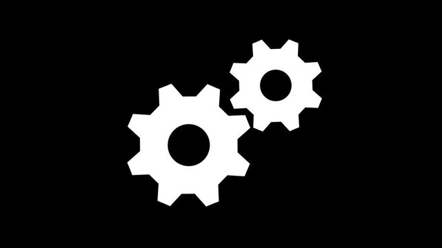 Update glowing setting icon setup animation. setting icon with spinning gears icon animated.  gear rotating animation waiting for loading icon loading maintenance 4k looping on a black background
