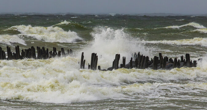 Heavy storm at the beach in Lithuania