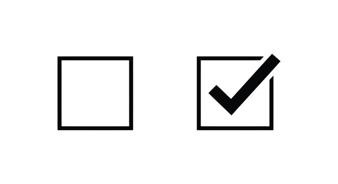 Empty checkbox and checked box with tick mark on a white background