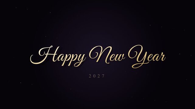 Golden Happy New Year 2027 text appearing on dark background