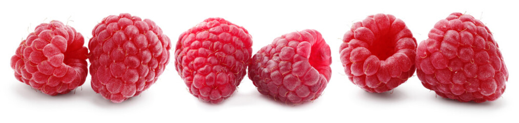 Fresh raspberries isolated on white, set. Summer berry © New Africa
