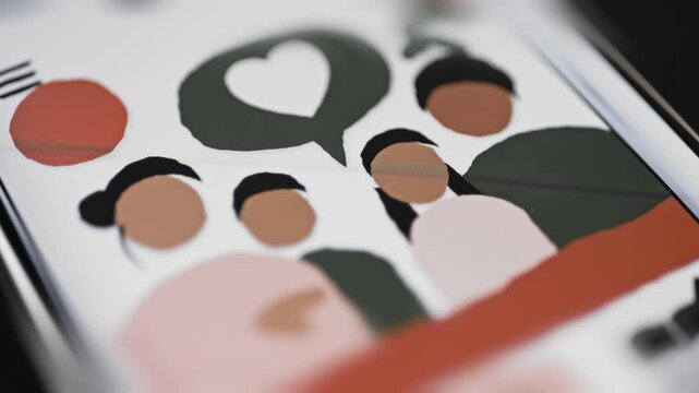 Family support illustration centers heartfelt group communication