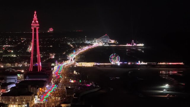 night view of Blackpool Promenade