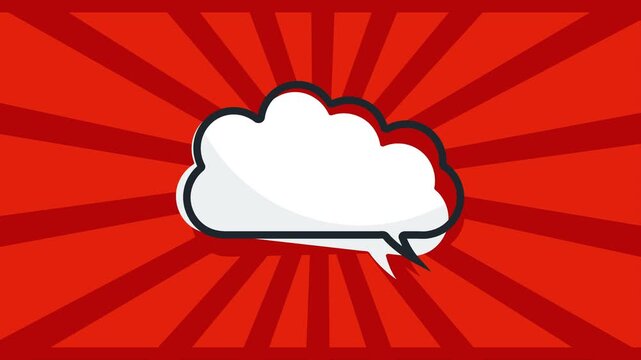 Comic book speech bubble with red sunburst background for graphic design