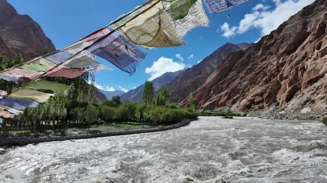 aeriaw vie of Indus river in Ladakh ,India