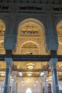 Interior Arched Ceiling of the Emir Abdelkader Mosque During Evening Prayer Constantine