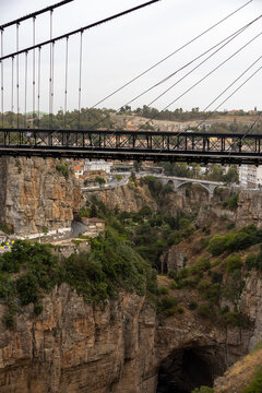 Looking Through the Suspension Cables of the Sidi M'Cid Bridge Over the Rhumel Gorge