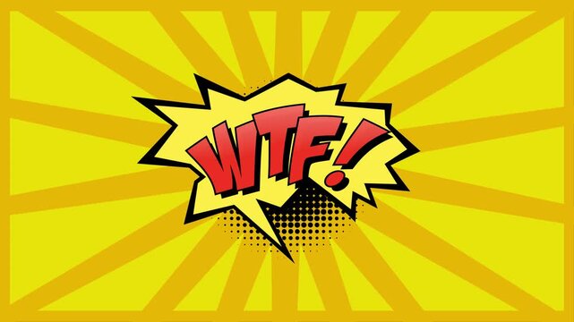 Comic book speech bubble with yellow sunburst background and copy space
