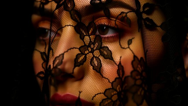 Surreal chiaroscuro reflection in dark studio void with textured shadows